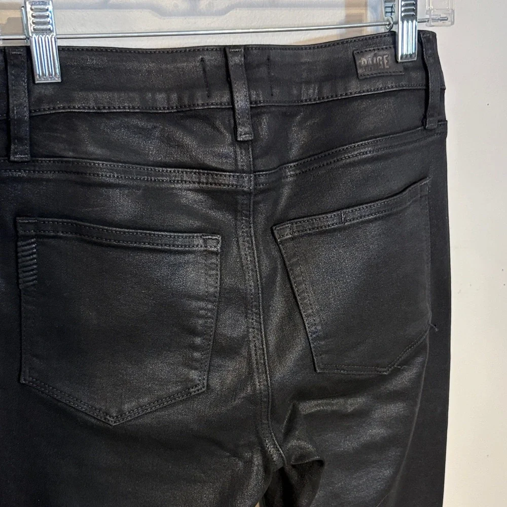 PAIGE Hoxten Ultra skinny Black shiny jeans size 28 like new - Picture 7 of 10